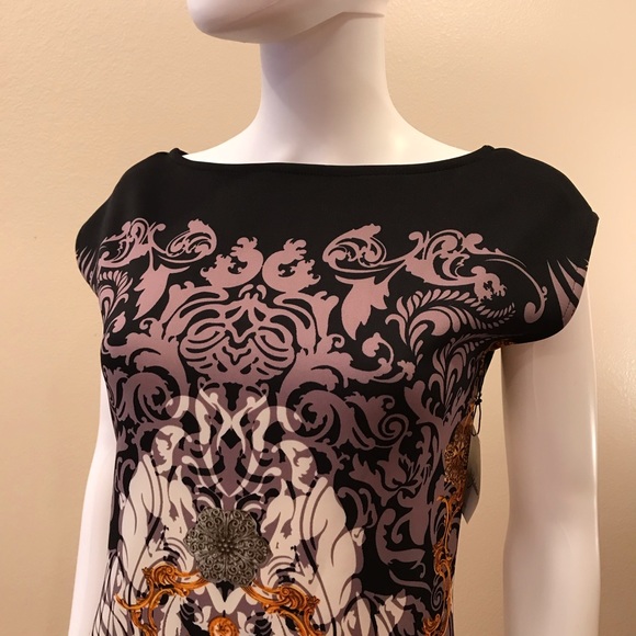 Viviana Gabeiras Sheath Scuba Dress NEW Size Medium Black Orange - Picture 13 of 16